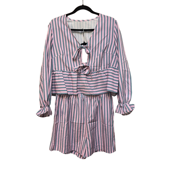 Tops - 🆕  Striped Pink and Blue Women’s Shorts set. M.     R1
